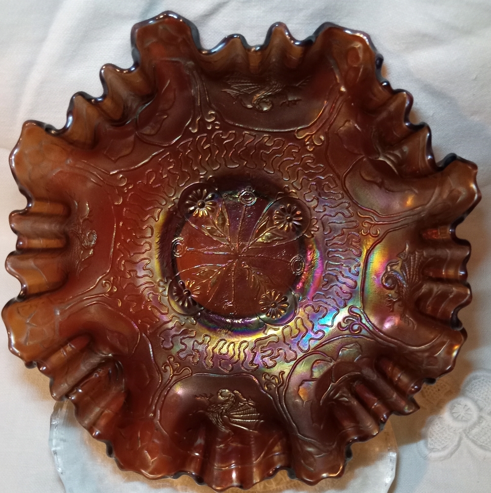 Fenton Dragon and Lotus Ruffle Bowl